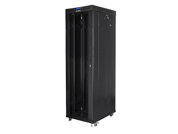 RACKSKÅP 19" FRISTÅENDE 42U/600X1000 (FLAT PACK) MED GLASDÖRR LCD SVART LANBERG V2