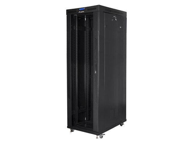 RACKSKÅP 19" FRISTÅENDE 42U/800X1000 (FLAT PACK) MED GLASDÖRR LCD SVART LANBERG V2