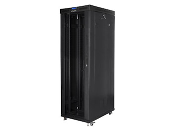 RACKSKÅP 19" FRISTÅENDE 42U/800X1000 (FLAT PACK) MED GLASDÖRR LCD SVART LANBERG V2
