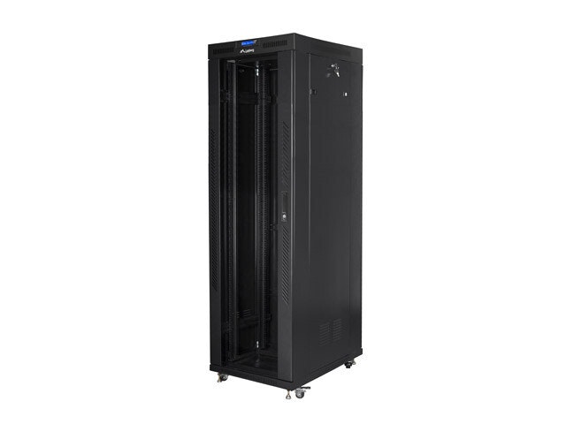 RACKSKÅP 19" FRISTÅENDE 42U/800X800 (FLAT PACK) MED GLASDÖRR LCD SVART LANBERG V2