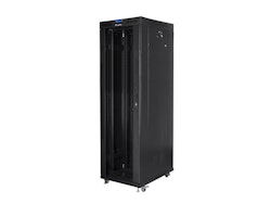 RACKSKÅP 19" FRISTÅENDE 42U/800X800 (FLAT PACK) MED GLASDÖRR LCD SVART LANBERG V2