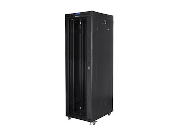 RACKSKÅP 19" FRISTÅENDE 42U/800X800 (FLAT PACK) MED GLASDÖRR LCD SVART LANBERG V2