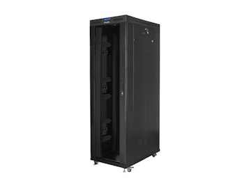RACKSKÅP 19" FRISTÅENDE 42U/800X1200 (FLAT PACK) MED GLASDÖRR LCD SVART LANBERG V2