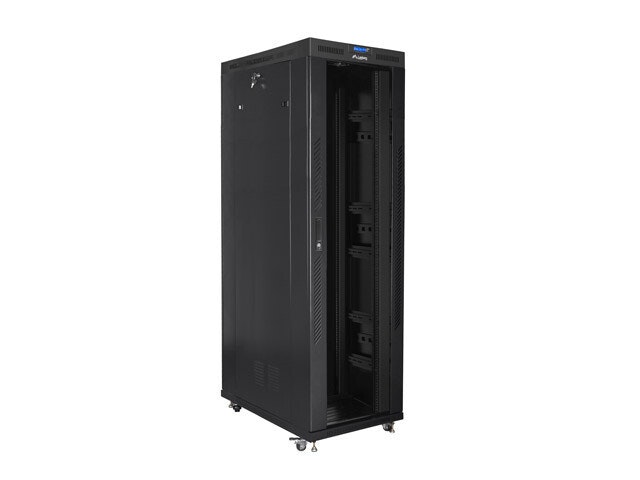 RACKSKÅP 19" FRISTÅENDE 42U/800X1200 (FLAT PACK) MED GLASDÖRR LCD SVART LANBERG V2