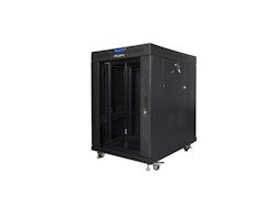 RACKSKÅP 19" FRISTÅENDE 15U/800X1000 (FLAT PACK) SVART MED GLASDÖRR LCD LANBERG V2