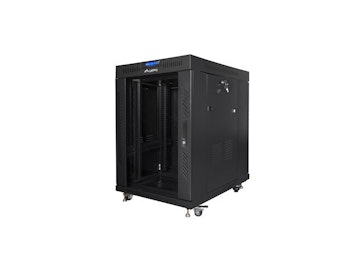 RACKSKÅP 19" FRISTÅENDE 15U/800X1000 (FLAT PACK) SVART MED GLASDÖRR LCD LANBERG V2