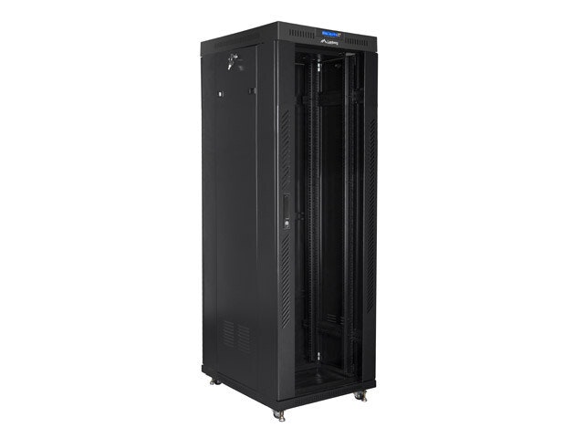 RACKSKÅP 19" FRISTÅENDE 37U/800X1000 (FLAT PACK) SVART MED GLASDÖRR LCD LANBERG V2