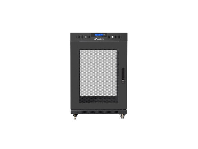 RACKSKÅP 19" FRISTÅENDE 15U/800X1000 (FLAT PACK) SVART MED GLASDÖRR LCD LANBERG V2
