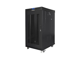 RACKSKÅP 19" FRISTÅENDE 22U/800X800 (FLAT PACK) SVART MED GLASDÖRR LCD LANBERG V2