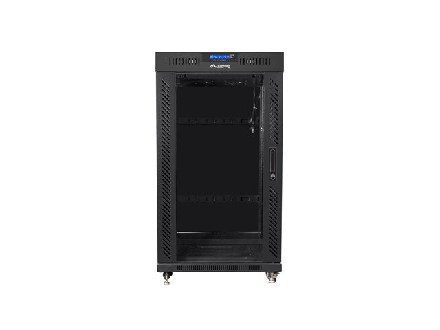 RACKSKÅP 19" FRISTÅENDE 22U/800X1000 (FLAT PACK) SVART MED GLASDÖRR LCD LANBERG V2