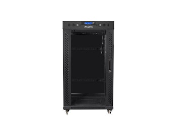 RACKSKÅP 19" FRISTÅENDE 22U/800X1000 (FLAT PACK) SVART MED GLASDÖRR LCD LANBERG V2