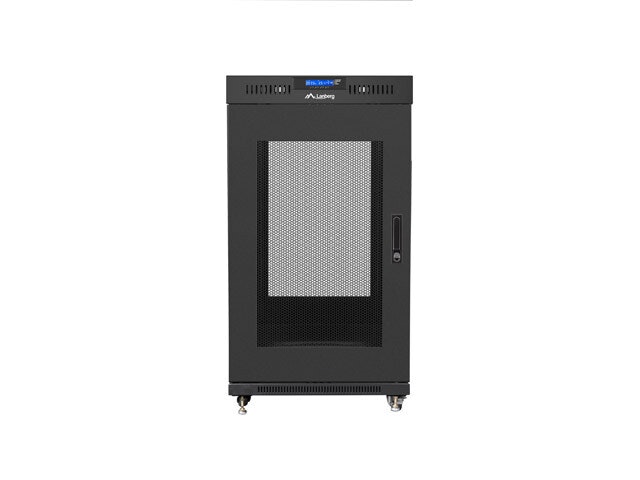 RACKSKÅP 19" FRISTÅENDE 22U/800X800 (FLAT PACK) SVART MED GLASDÖRR LCD LANBERG V2