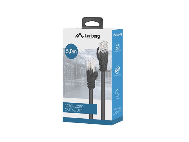 PATCHKABEL CAT.5E UTP 5M SVART FLUKE PASSED BOX LANBERG