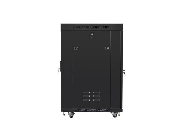 RACKSKÅP 19" FRISTÅENDE 22U/800X800 (FLAT PACK) SVART MED GLASDÖRR LCD LANBERG V2