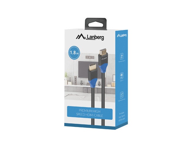 HDMI M/M V2.0 KABEL 1,8M 4K CU SVART BOX LANBERG