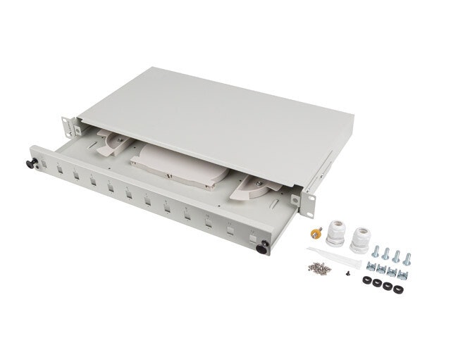 RACKMOUNT 19" 1U FIBER PATCHPANEL LANBERG 12XSC SIMPLEX / 12XLC DUPLEX GRÅ + TILLBEHÖR