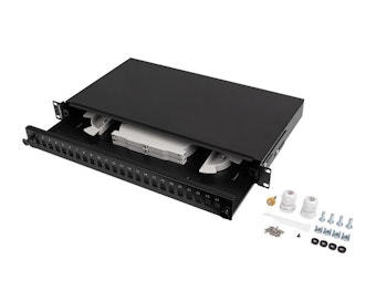 RACKMOUNT 19" 1U FIBER PATCHPANEL LANBERG 24XSC SIMPLEX/24XLC DUPLEX SVART + TILLBEHÖR