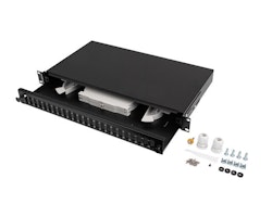 RACKMOUNT 19" 1U FIBER PATCHPANEL LANBERG 24XSC DUPLEX / 24XLC QUAD SVART + TILLBEHÖR