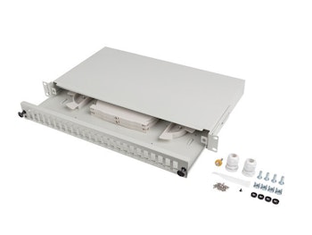 RACKMOUNT 19" 1U FIBER PATCHPANEL LANBERG 24XSC DUPLEX / 24XLC QUAD GRÅ + TILLBEHÖR