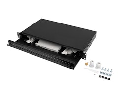 RACKMOUNT 19" 1U FIBER PATCHPANEL LANBERG 24XST / 24XFC SVART + TILLBEHÖR