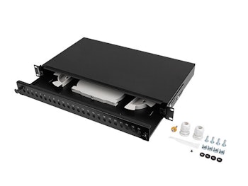 RACKMOUNT 19" 1U FIBER PATCHPANEL LANBERG 24XST / 24XFC SVART + TILLBEHÖR
