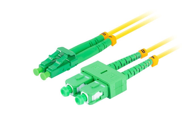 FIBEROPTISK PATCHKABEL SM SC/APC-LC/APC DUPLEX 2M LSZH G657A1 3,0MM GUL LANBERG