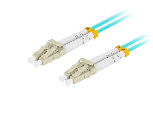 FIBEROPTISK PATCHKABEL MM LC/UPC-LC/UPC DUPLEX 1M LSZH OM3 50/125 3,0MM AQUA LANBERG