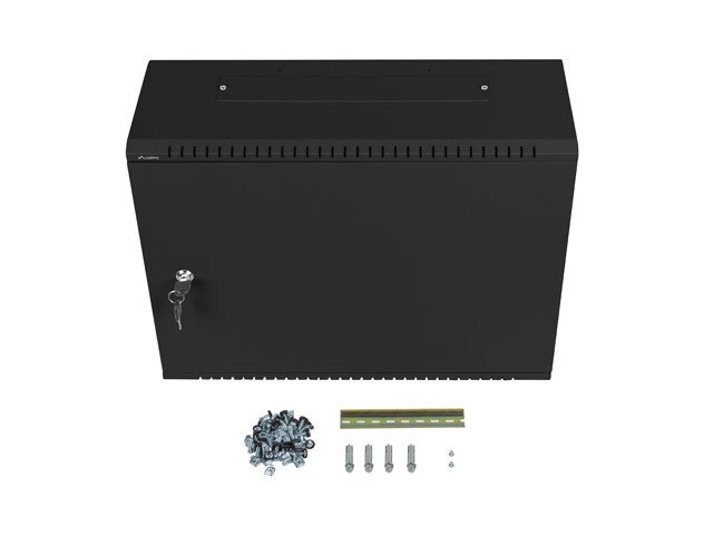 RACKSKÅP 19" VÄGGMONTERAT 4U+3U/540X200 LÅGPROFIL SVART LANBERG (MONTERAT)
