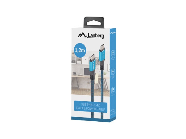 USB-C M/M 4.0 KABEL 1,2M 100W 8K 30HZ SVART-BLÅ LANBERG