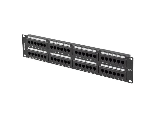 PATCHPANEL 48 PORT 2U 19" CAT.5E UTP SVART LANBERG
