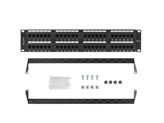 PATCHPANEL 48 PORT 2U 19" CAT.5E UTP SVART LANBERG