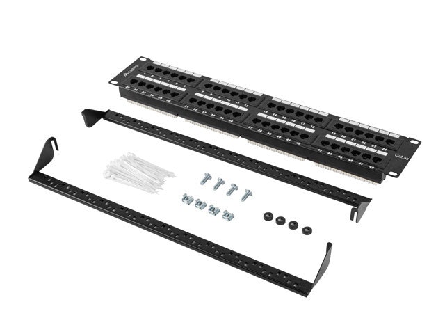 PATCHPANEL 48 PORT 2U 19" CAT.5E UTP SVART LANBERG