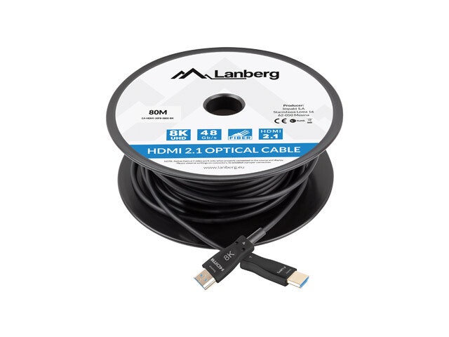 HDMI M/M V2.1 KABEL 80M OPTISK SVART AOC LANBERG