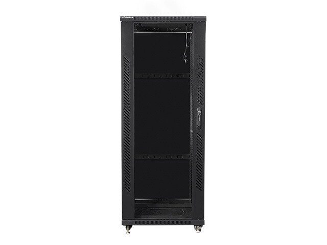 RACKSKÅP 19" FRISTÅENDE 32U/600X800 MED GLASDÖRR SVART LANBERG (MONTERAD)