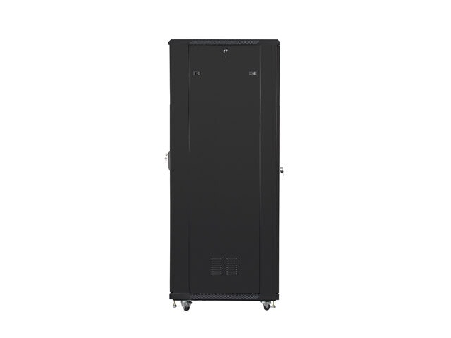 RACKSKÅP 19" FRISTÅENDE 42U/800X800 MED GLASDÖRR SVART LANBERG (MONTERAD)