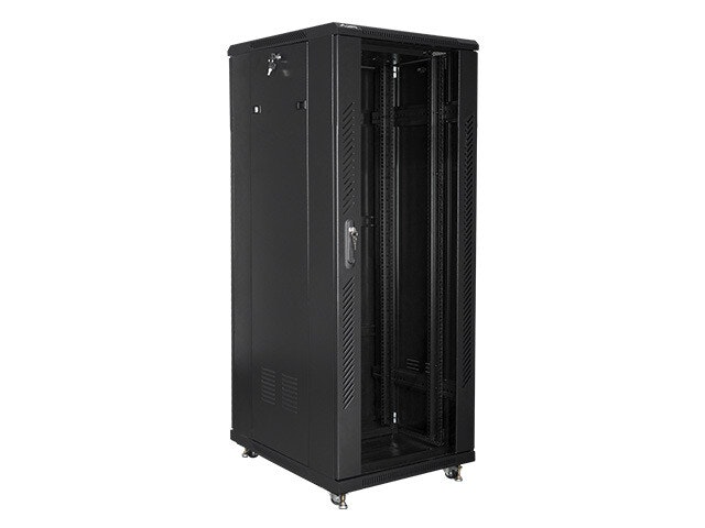 RACKSKÅP 19" FRISTÅENDE 32U/600X800 MED GLASDÖRR SVART LANBERG (MONTERAD)