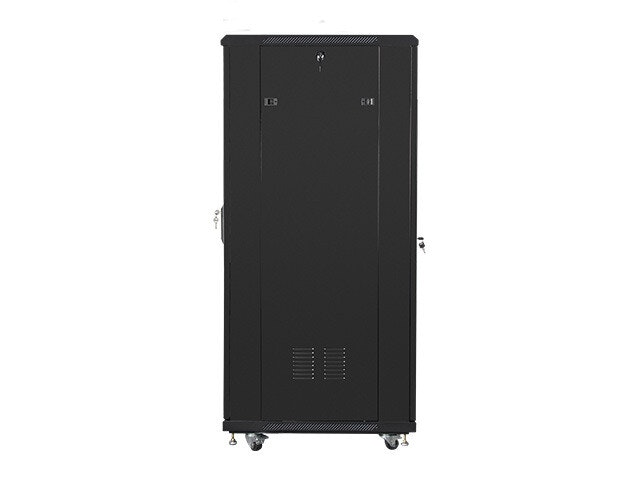 RACKSKÅP 19" FRISTÅENDE 32U/600X800 MED GLASDÖRR SVART LANBERG (MONTERAD)