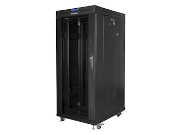 RACKSKÅP 19" FRISTÅENDE 27U/800X1200 (FLAT PACK) MED GLASDÖRR LCD SVART LANBERG