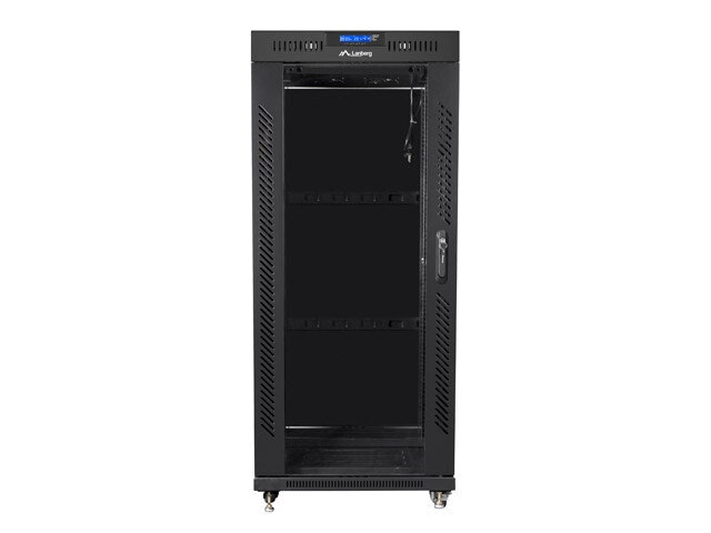 RACKSKÅP 19" FRISTÅENDE 27U/800X1200 (FLAT PACK) MED GLASDÖRR LCD SVART LANBERG