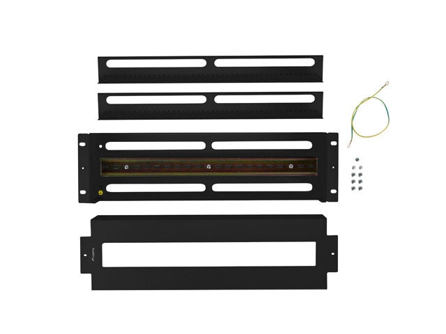 19" 3U SPÄNNINGSDISTRIBUTIONSPANEL MED DIN-SKENA TS-35 SVART LANBERG