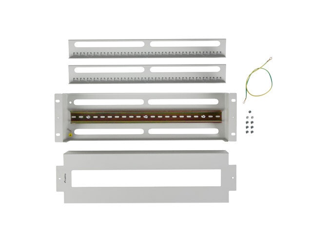 19" 3U SPÄNNINGSDISTRIBUTIONSPANEL MED DIN-SKENA TS-35 GRÅ LANBERG