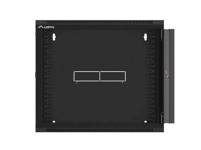 RACKSKÅP 19" VÄGGMONTERAT 9U/450 MED GLASDÖRR SVART LANBERG (MONTERAD)