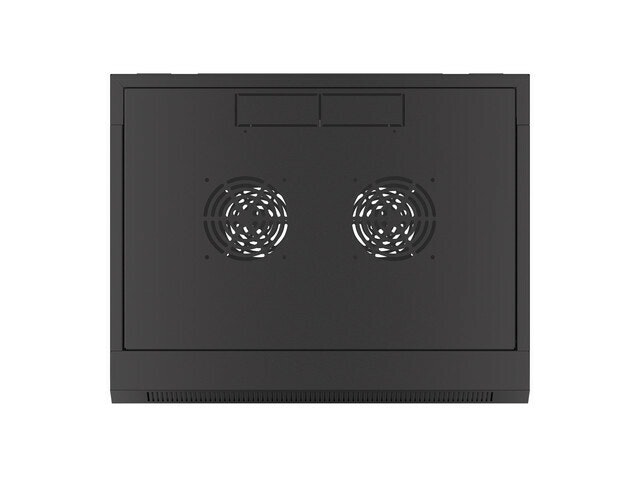 RACKSKÅP 19" VÄGGMONTERAT 9U/450 MED GLASDÖRR SVART LANBERG (MONTERAD)