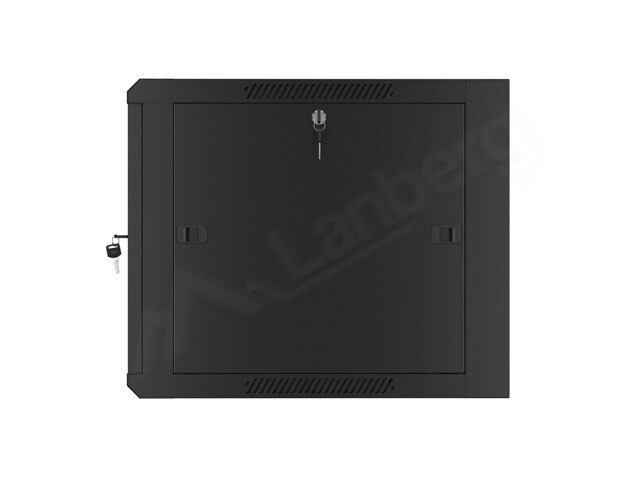 RACKSKÅP 19" VÄGGMONTERAT 9U/600 MED GLASDÖRR SVART LANBERG (MONTERAD)