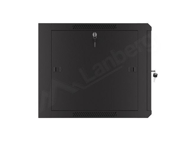 RACKSKÅP 19" VÄGGMONTERAT 9U/600 MED GLASDÖRR SVART LANBERG (MONTERAD)