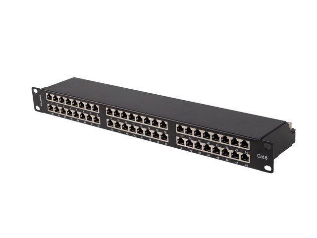 PATCHPANEL 48 PORT 1U 19" CAT.6 FTP SKÄRMAD SVART LANBERG