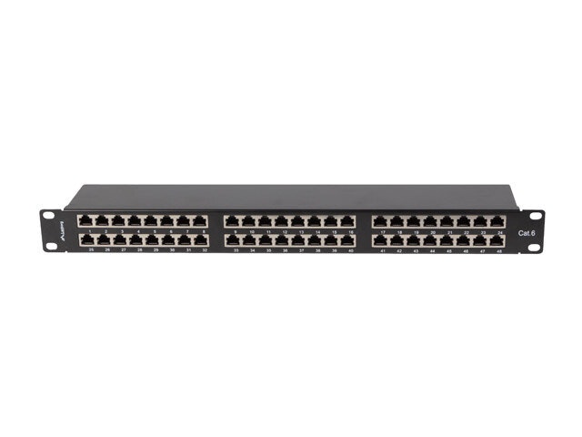 PATCHPANEL 48 PORT 1U 19" CAT.6 FTP SKÄRMAD SVART LANBERG
