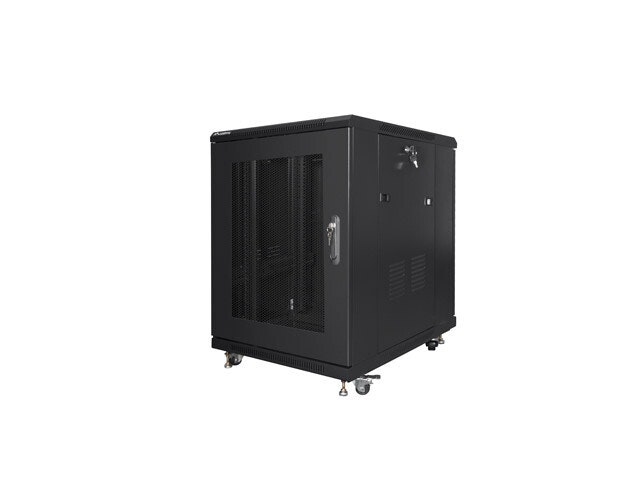 RACKSKÅP 19" FRISTÅENDE 15U/600X800 (FLAT PACK) MED NÄTDÖRR SVART LANBERG