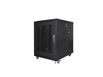 RACKSKÅP 19" FRISTÅENDE 15U/600X800 (FLAT PACK) MED NÄTDÖRR SVART LANBERG