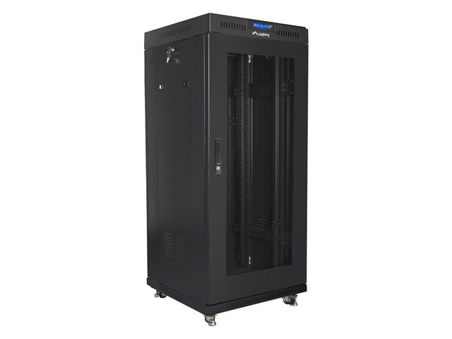RACKSKÅP 19" FRISTÅENDE 27U/600X600 (FLAT PACK) MED NÄTDÖRR LCD SVART LANBERG V2